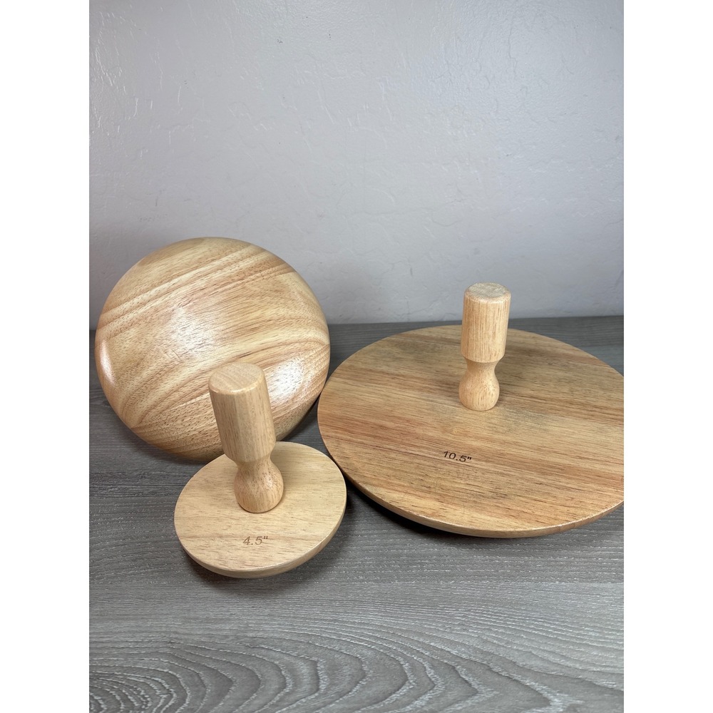 1X Pottery Set of 3 Molds Plaster Wood Pottery Tools with Handle 4.5" 7.5" 10.5"
